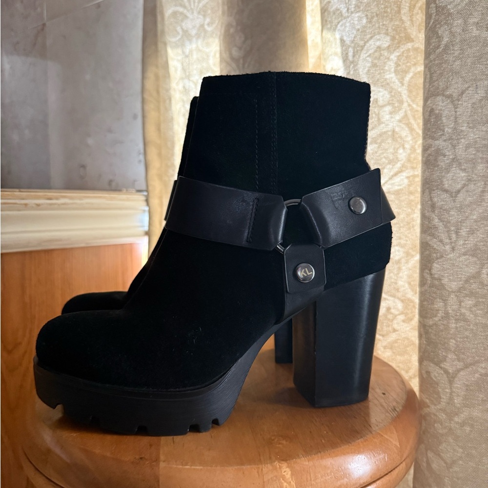 Karl Lagerfeld Black Ankle Boots - Picture 2 of 5